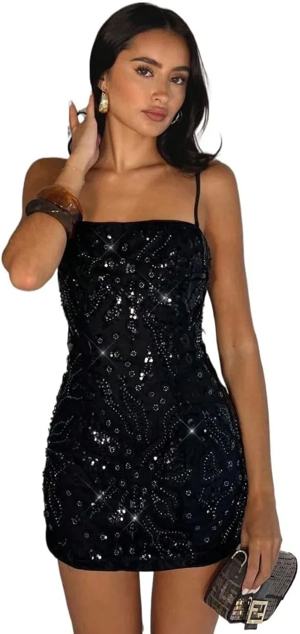 Женское мини-платье с открытой спиной Summer Dresses, Black