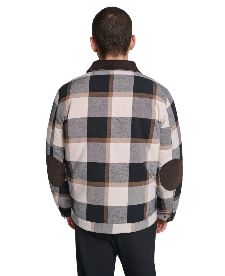 Рубашка-куртка с пледовым принтом, на молнии и кнопках, модель Plaid Cord Details Levi's, Black/Caramel — фото 4