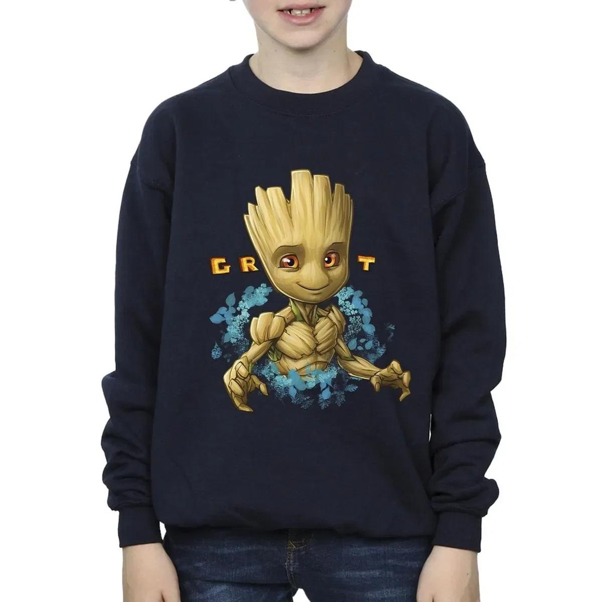 Свитшот с принтом Groot flowers Guardians Of The Galaxy, Navy — фото 3