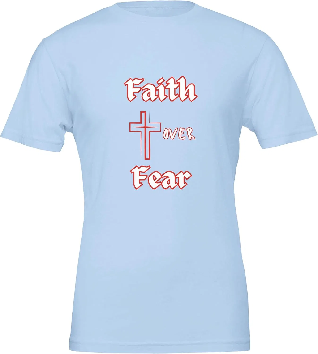 Футболка с принтом Faith Over Fear, Regular Fit, Baby Blue