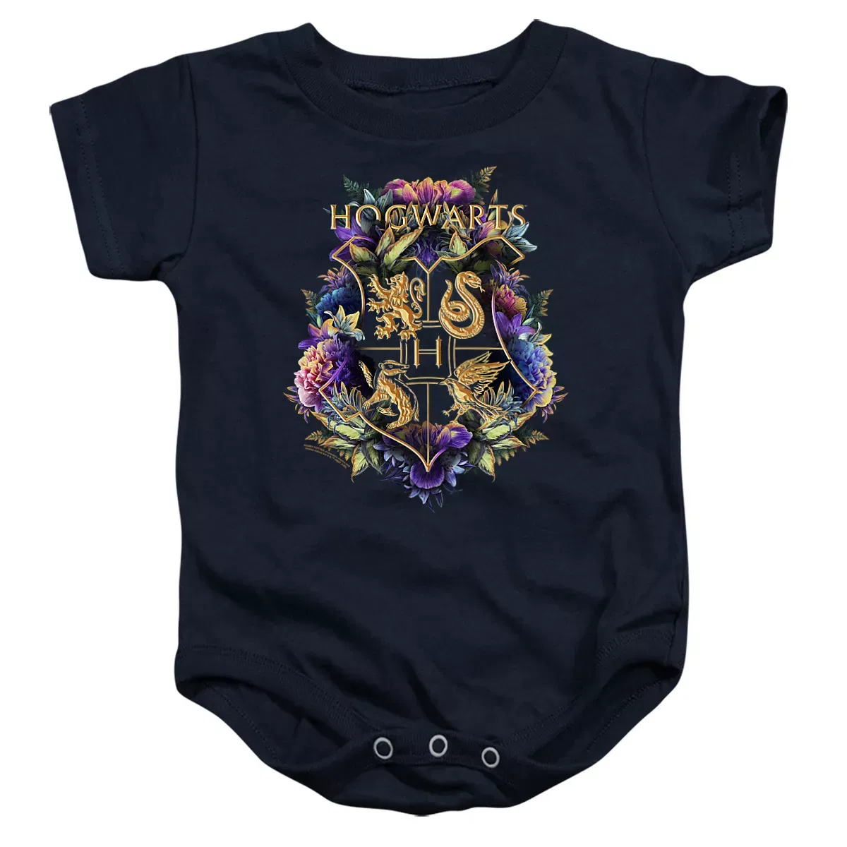 Детское боди с коротким рукавом Harry Potter Hogwarts Floral Crest Harry Potter, Navy