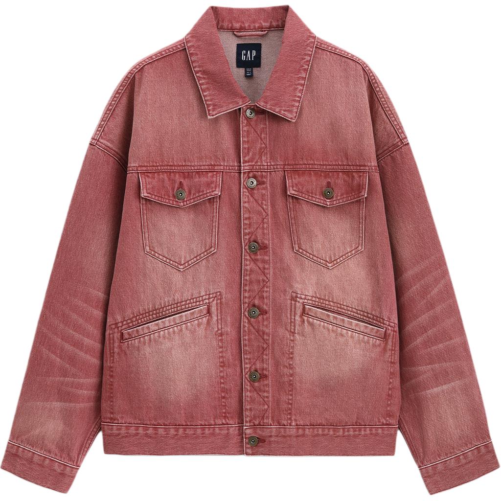 

Джинсовая куртка мужская с лацканом Lapel Moderate GAP, розовый красный