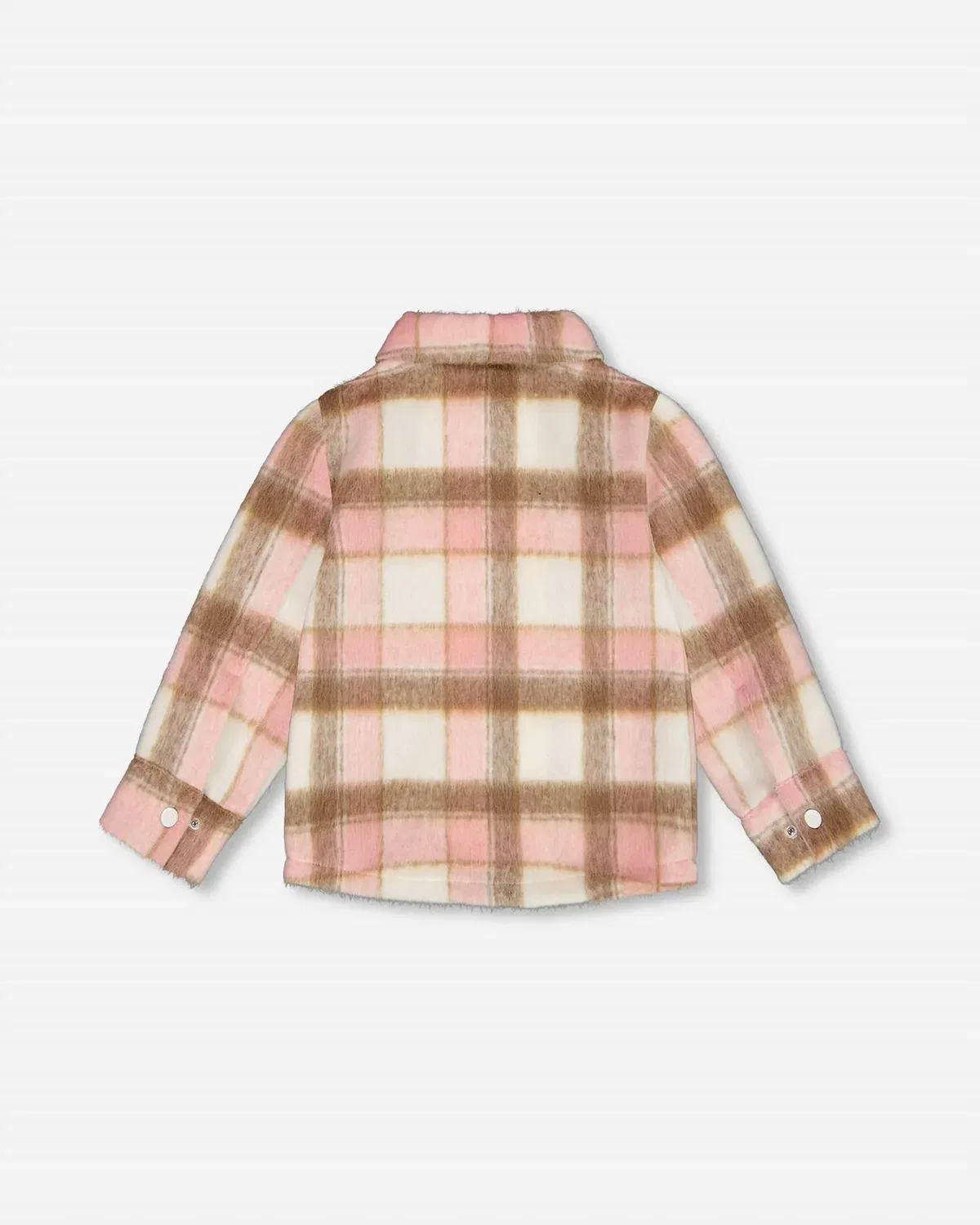 Детская рубаха-куртка для девочек с карманами Plaid Pocket Overshirt Deux par Deux, розовый — фото 3