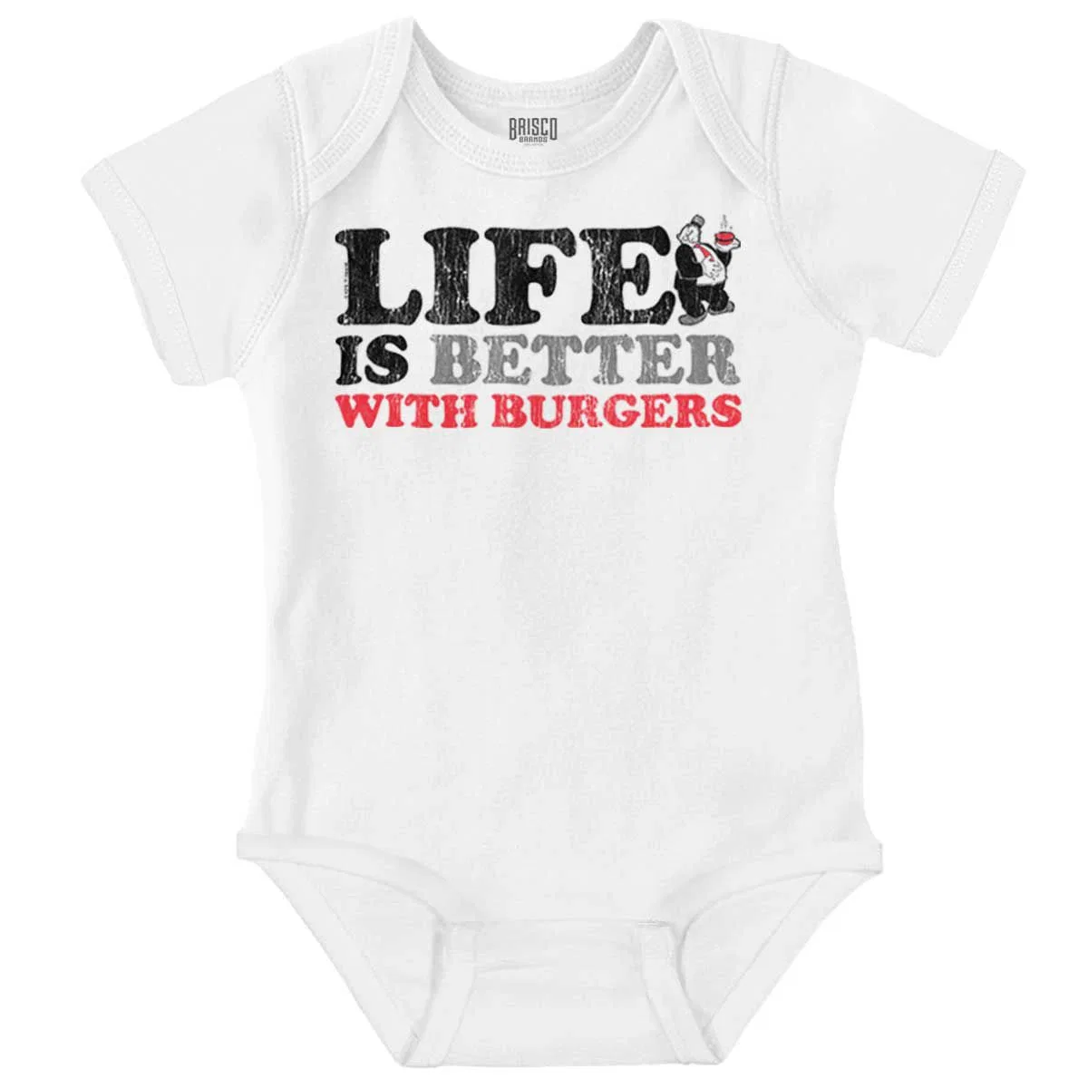 Детское боди-комбинезон с коротким рукавом Life Is Better With Burgers Wimpy Brisco Brands, White