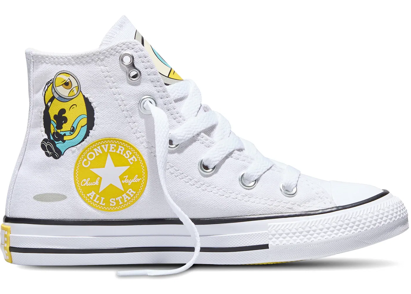 Детские кеды с принтом Minions Converse Chuck Taylor All Star Hi, White/Yellow/White