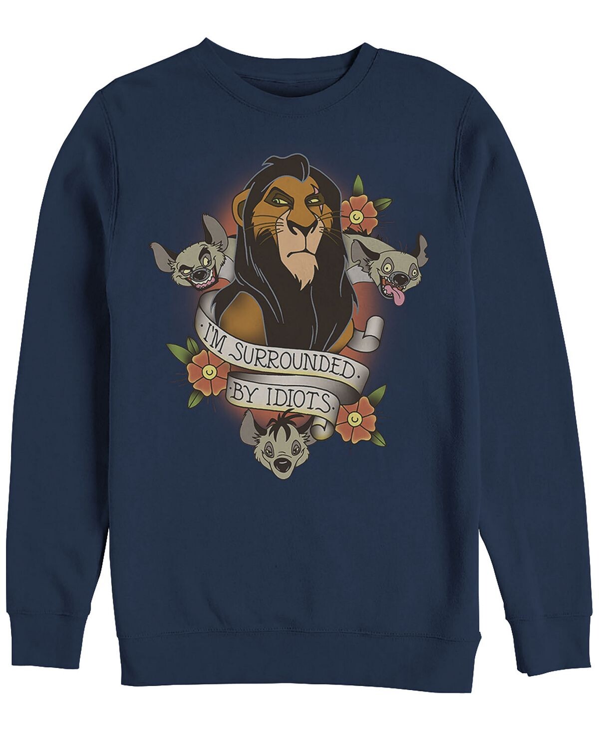 

Шрам disney men's lion king в окружении идиотской татуировки, флис с круглым вырезом Fifth Sun, синий