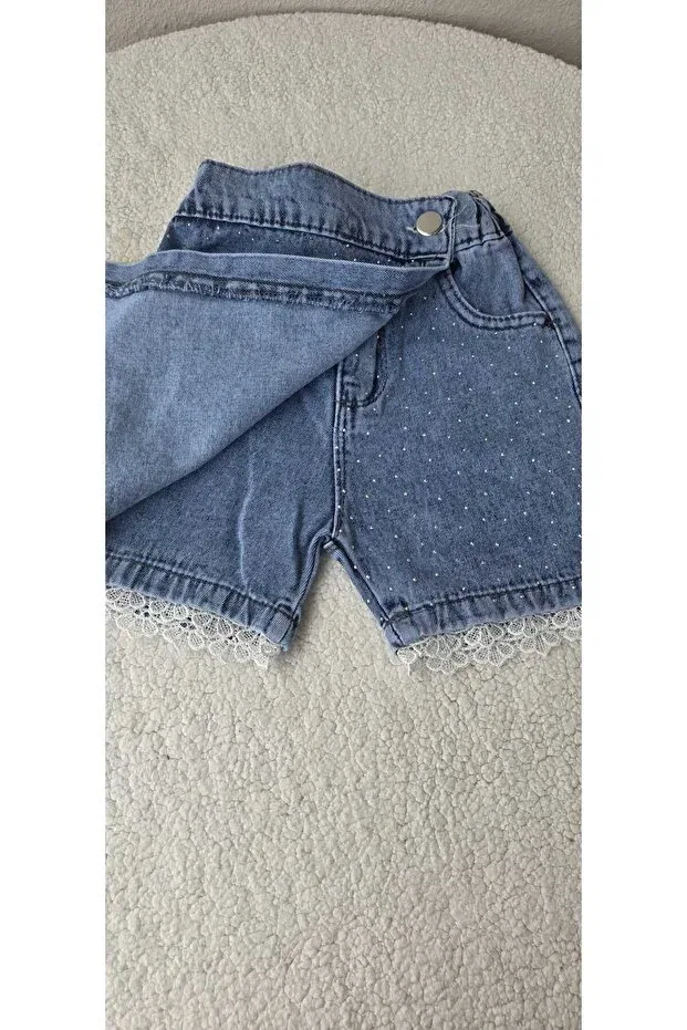 Детские шорты для девочек джинсовые облегающие Bilge Trend, Blue — фото 4