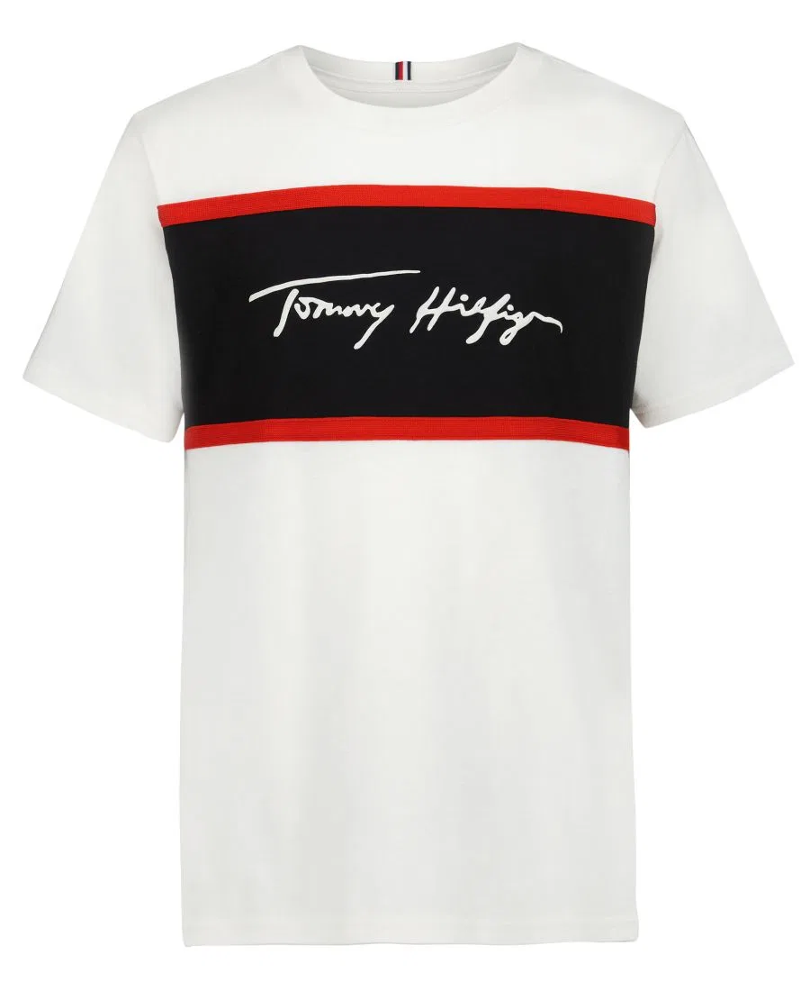 Детская футболка с принтом Color-Block Logo Tommy Hilfiger, Fresh White
