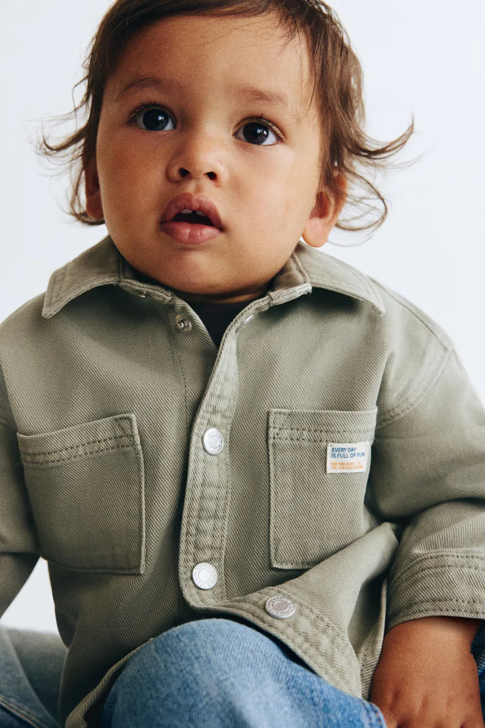 Рубашка из хлопчатобумажной саржи H&M, Helles Mattgrün