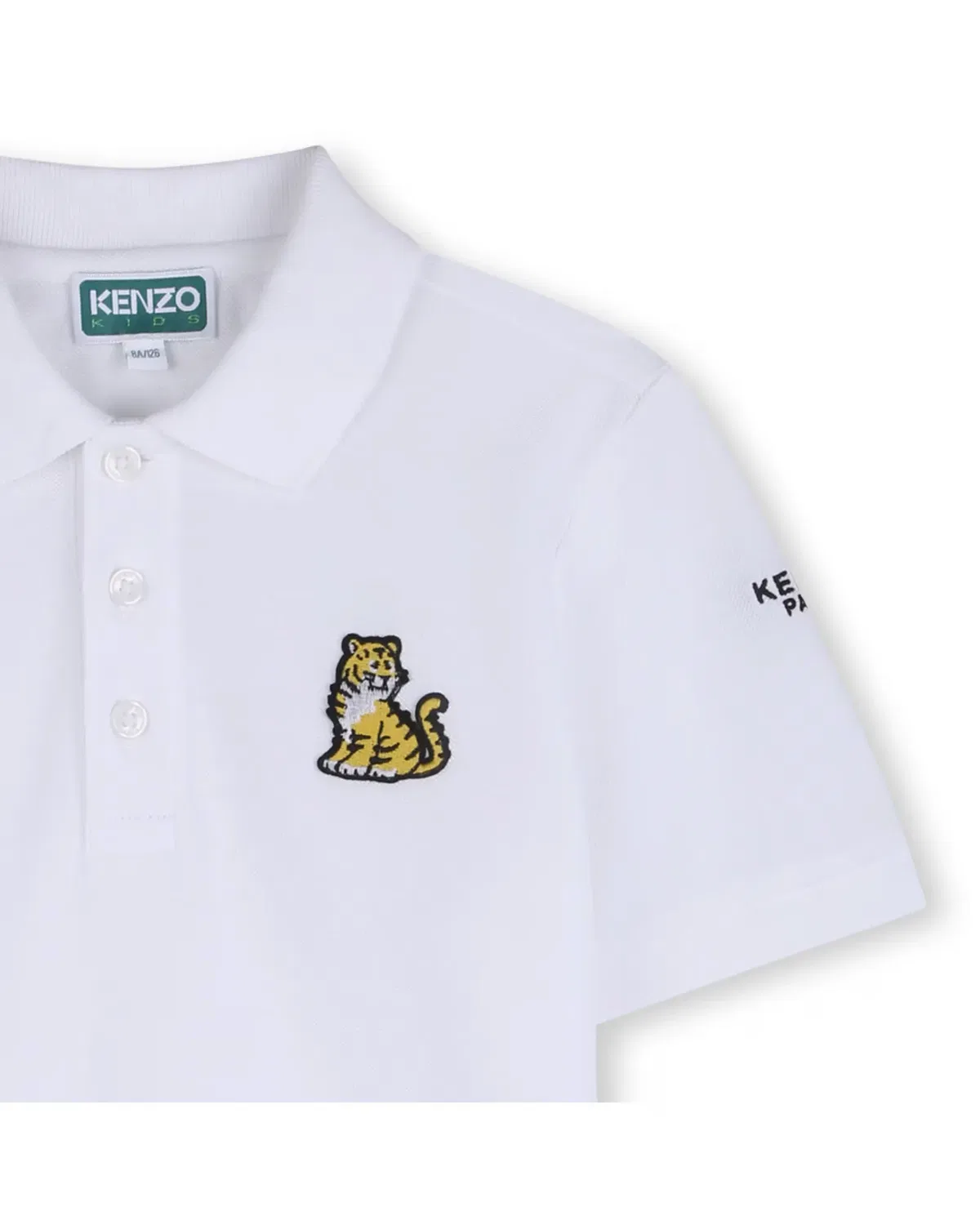 Детское поло для девочек с коротким рукавом с принтом Kenzo Kids, Blanco — фото 2