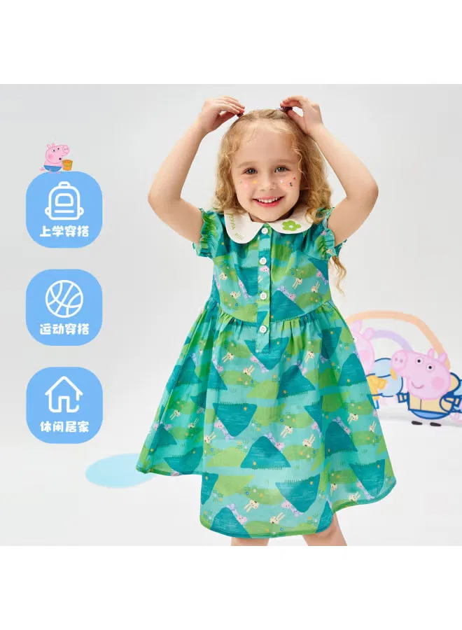 Платье с принтом Peppa Pig, зеленый — фото 4