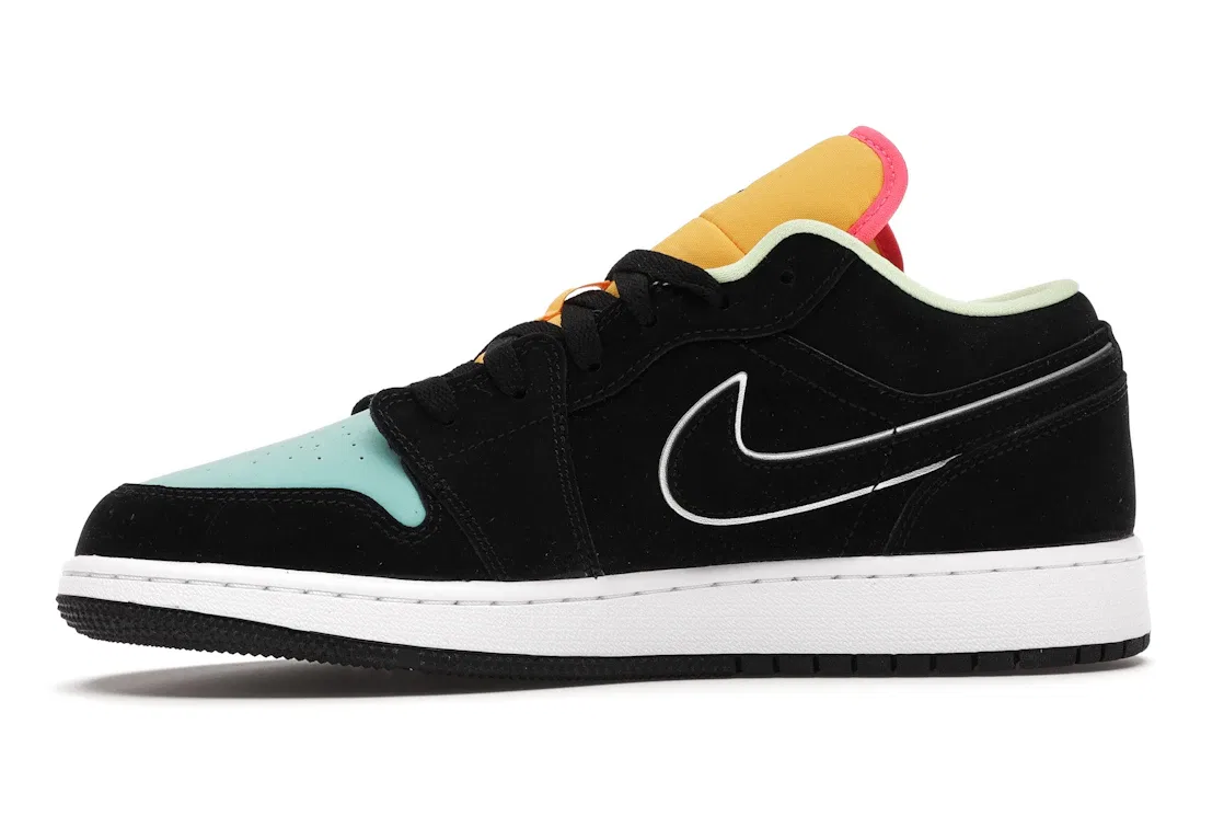 Детские кроссовки Lifestyle с низким профилем Jordan 1 Low Jordan, Black/Black-Aurora Green — фото 3