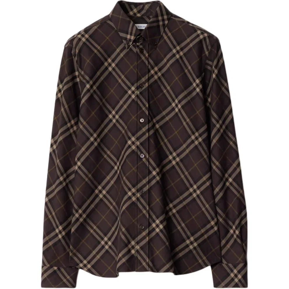 Мужская рубашка с длинным рукавом в клетку Burberry, Brown