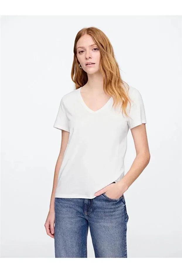 Женская футболка с v-образным вырезом Gap, White