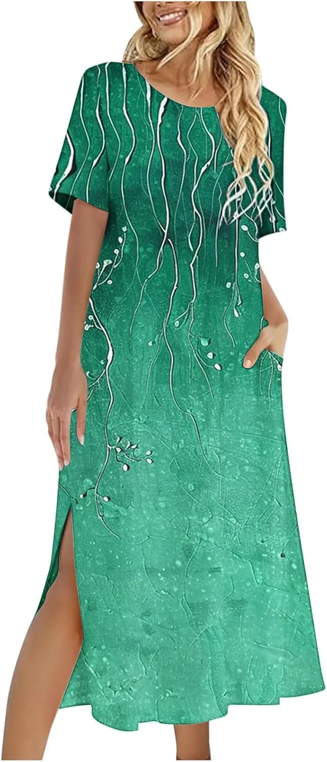 Женское летнее платье свободного кроя с карманами, Mint Green