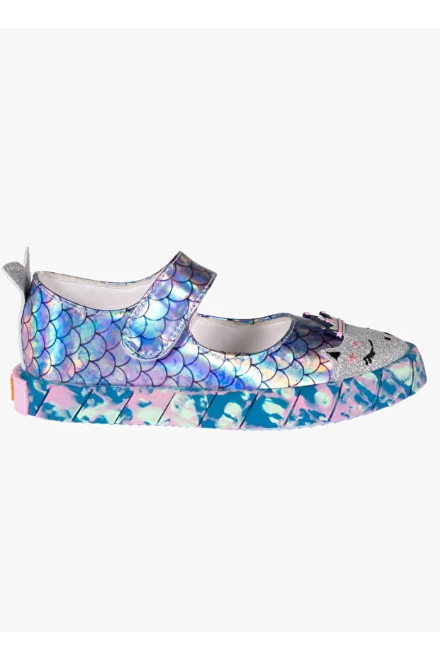 Детские балетки для девочек с принтом Mermaid Hologram 3D Girl's Ballerina Sneakers Casabony, Gray — фото 4
