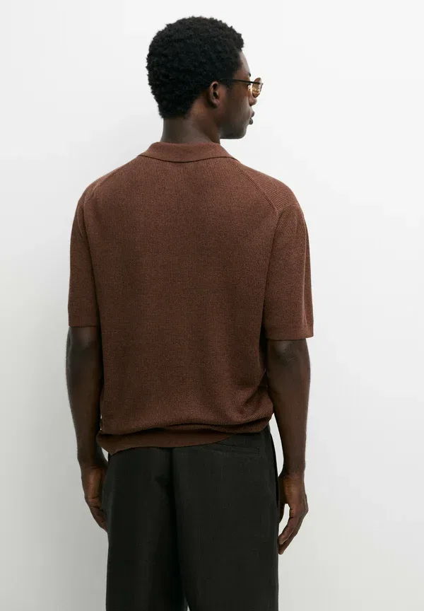 Рубашка из льна, хлопка и лиоцелла Shirt Massimo Dutti, коричневый — фото 3