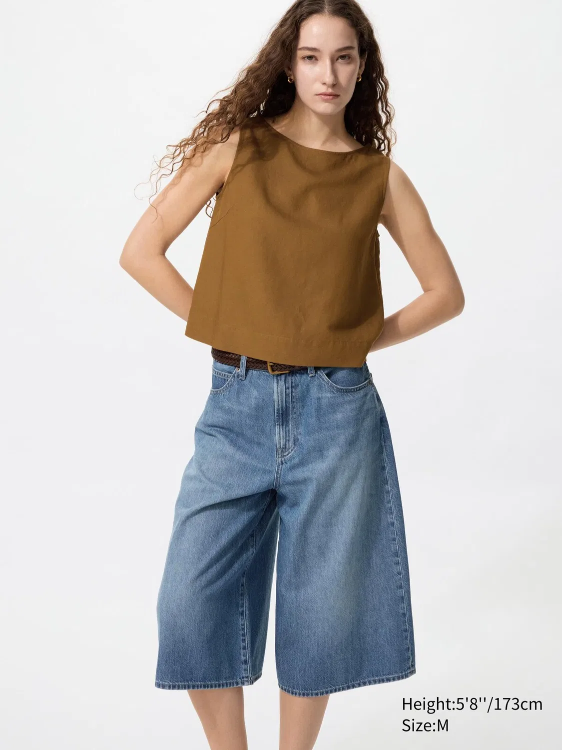 Кюлоты джинсовые Uniqlo, с драпировкой, синий