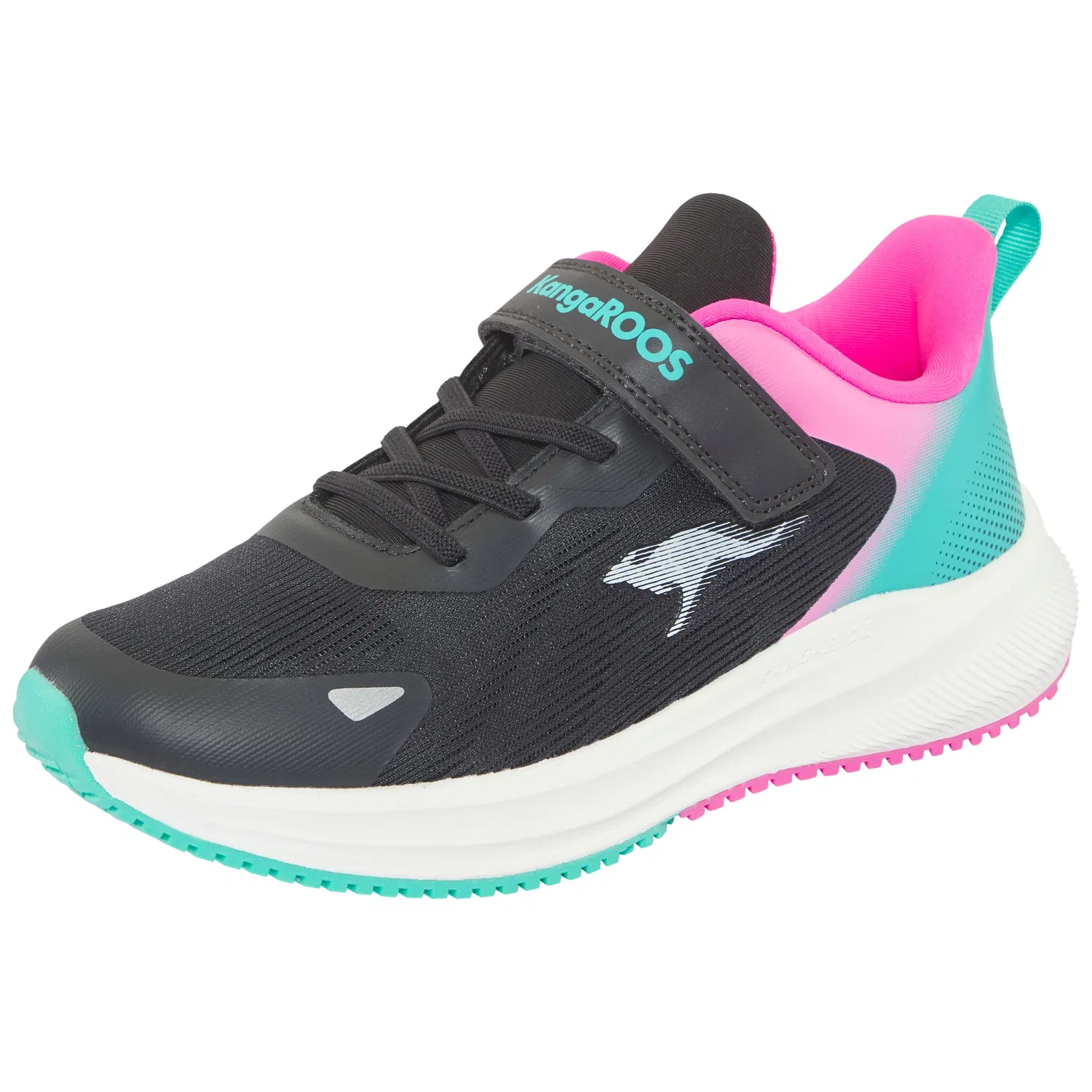 Детские кроссовки с технологией ROOSFit KangaROOS, Raven/Neon Pink