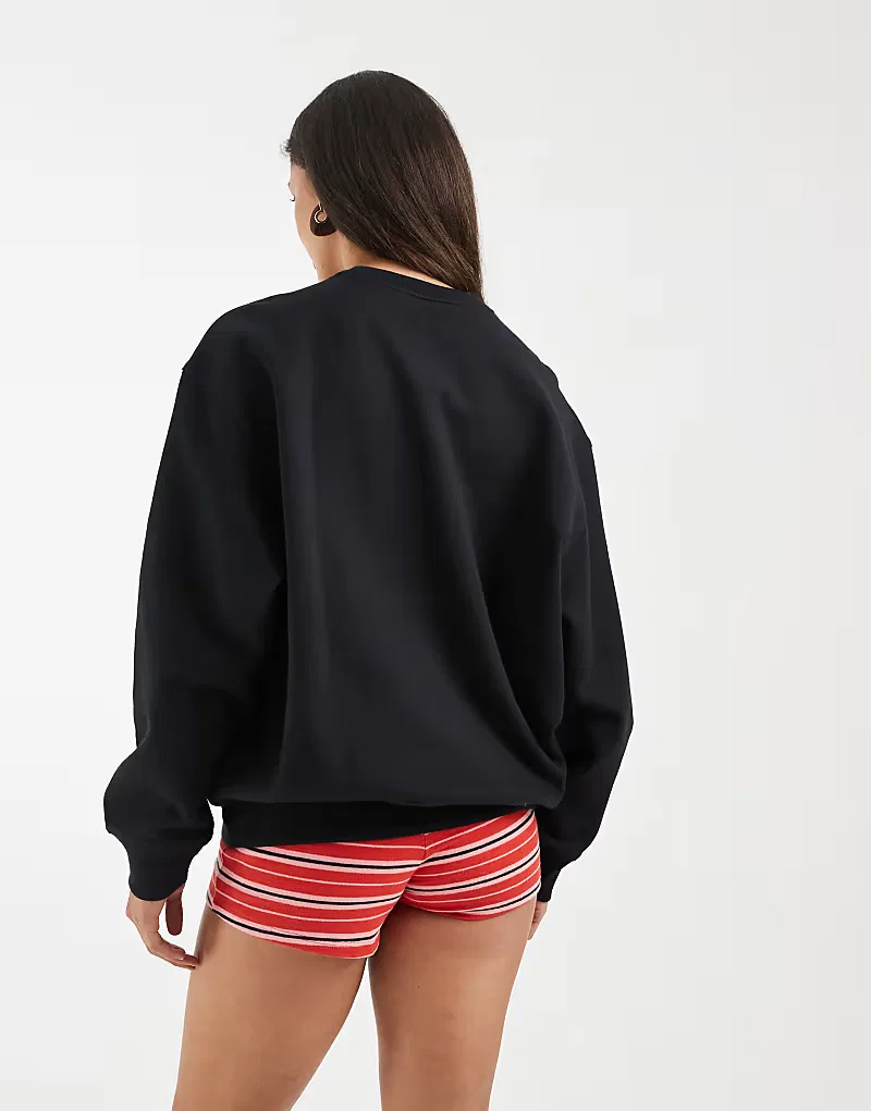 Удлиненная флисовая толстовка Adidas Originals Essentials с круглым вырезом, черный — фото 4