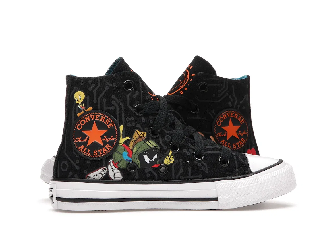 Детские кеды с принтом Converse Chuck Taylor All Star Hi Space Jam (PS), Black/Multi/White — фото 3