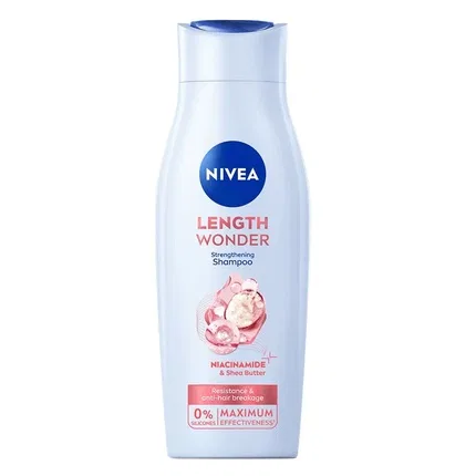 Шампунь 400 мл укрепляющий с ниацинамидом и маслом ши Nivea, Length Wonder