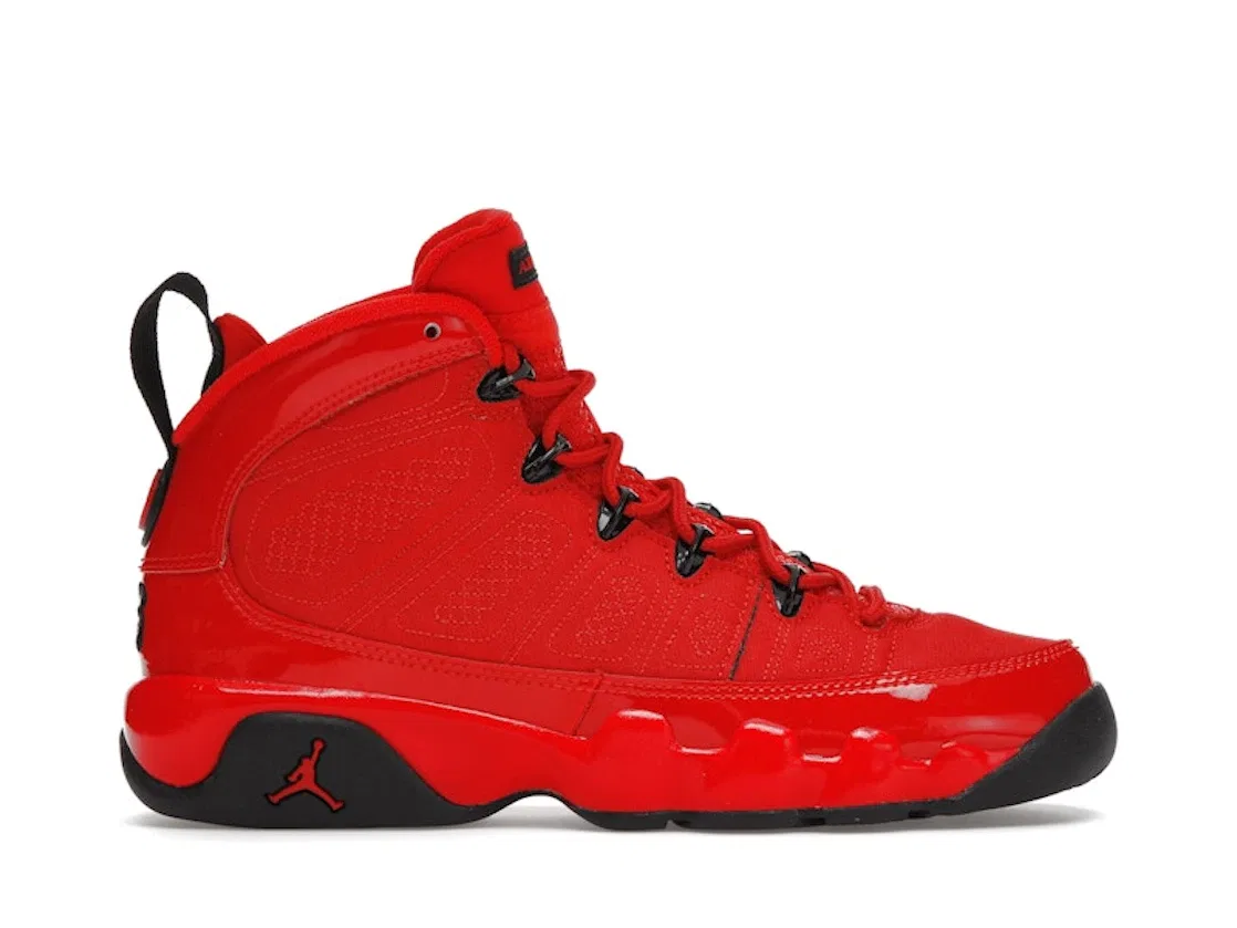 Детские кроссовки с красным верхом Jordan 9 Retro Chile Red, Chile Red/Black