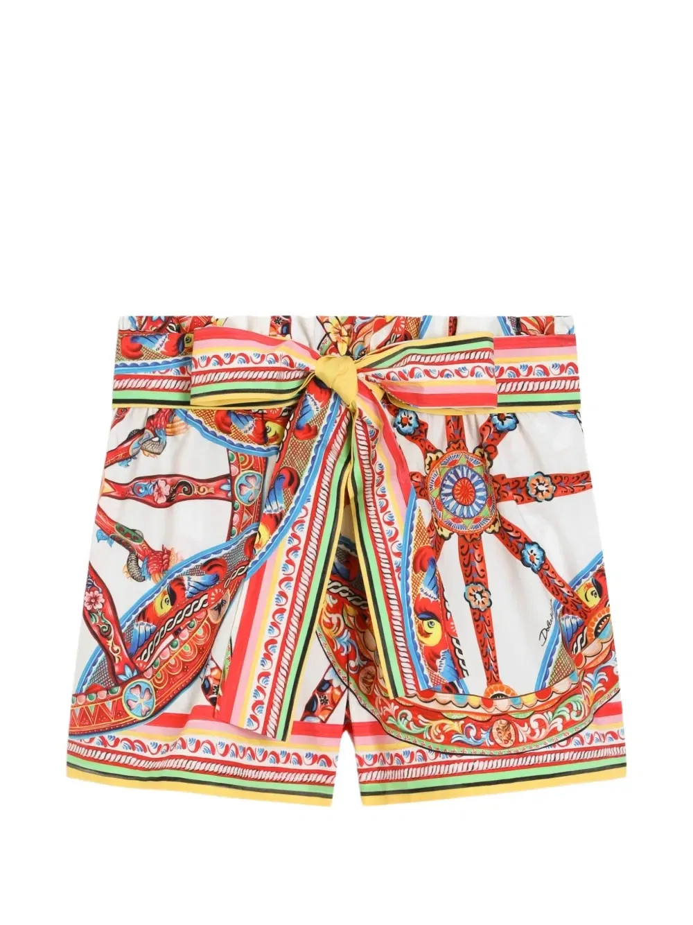 Поплиновые шорты с принтом Carretto Dolce & Gabbana Kids, белый