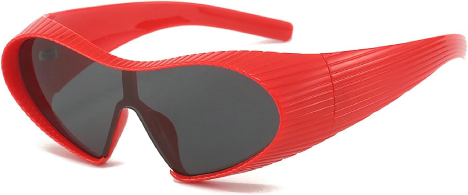 

Большие солнцезащитные очки в стиле панк «кошачий глаз», цельные, футуристические, для женщин, 2024 год, роскошные солнцезащитные очки в стиле Y2K, ретро-очки 2000-х mincl, Red