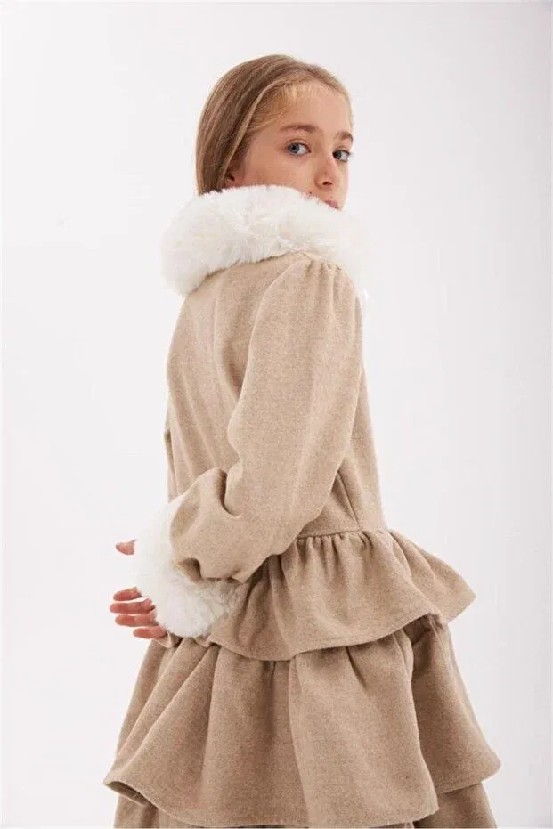 Детское пальто для девочек хлопковое Hilal Akıncı Kids, Brown