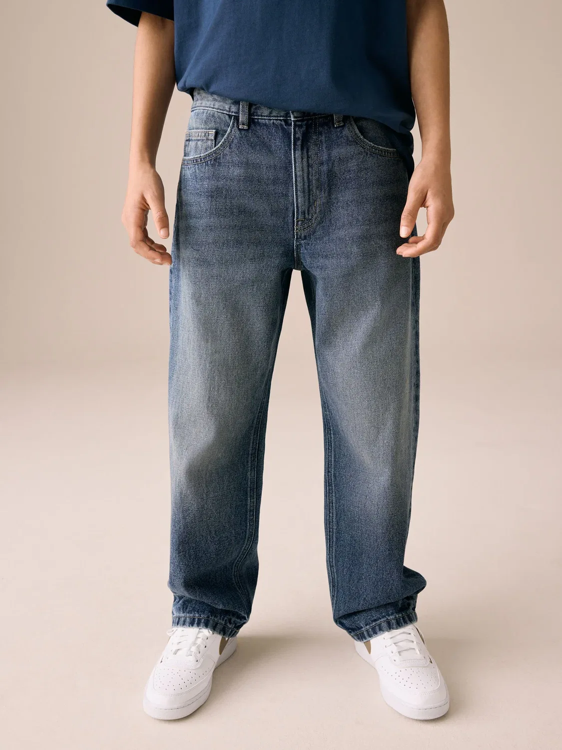 Джинсы свободного кроя, Dark Blue Denim Next
