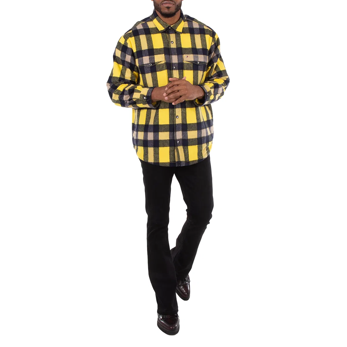 Рубашка-оверширт из шерстяной смеси с клетчатым принтом Tommy Hilfiger, Yellow — фото 3