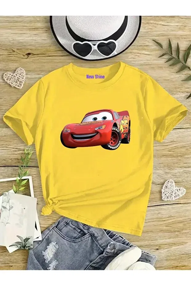 Детская футболка для мальчиков оверсайз с принтом Mcqueen Oversize Children's T-Shirt New Shine, Yellow