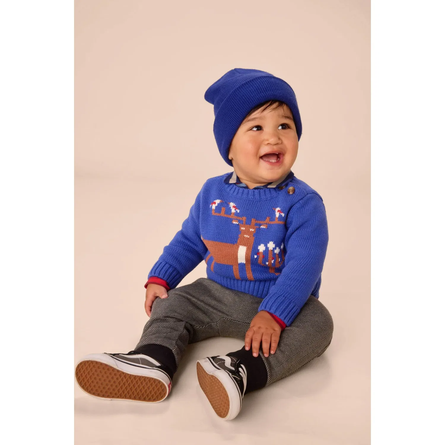 Детский свитер с принтом оленя Reindeer Baby Sweater Tea Collection, Majorelle Blue — фото 2