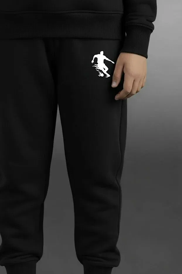 Детские спортивные штаны для девочек с принтом 3 шт Han Elegant, Black/Gray/Navy — фото 2