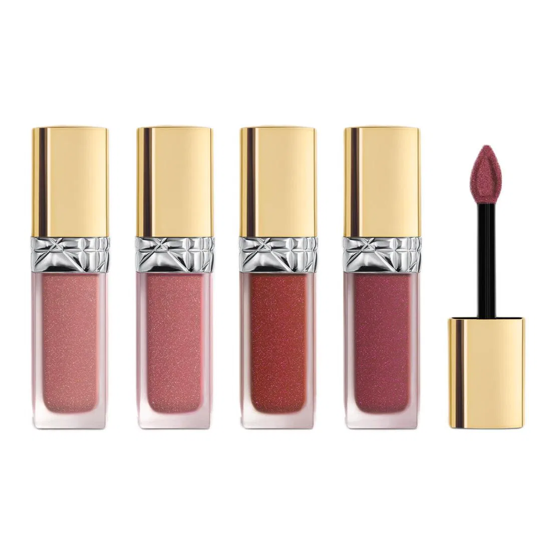 Женский набор матовых жидких помад DIOR 2024 Christmas Limited Edition Rouge Dior Ultra Liquid Lipstick, 4 шт, #100+#323+#843+#893, DIOR, Black