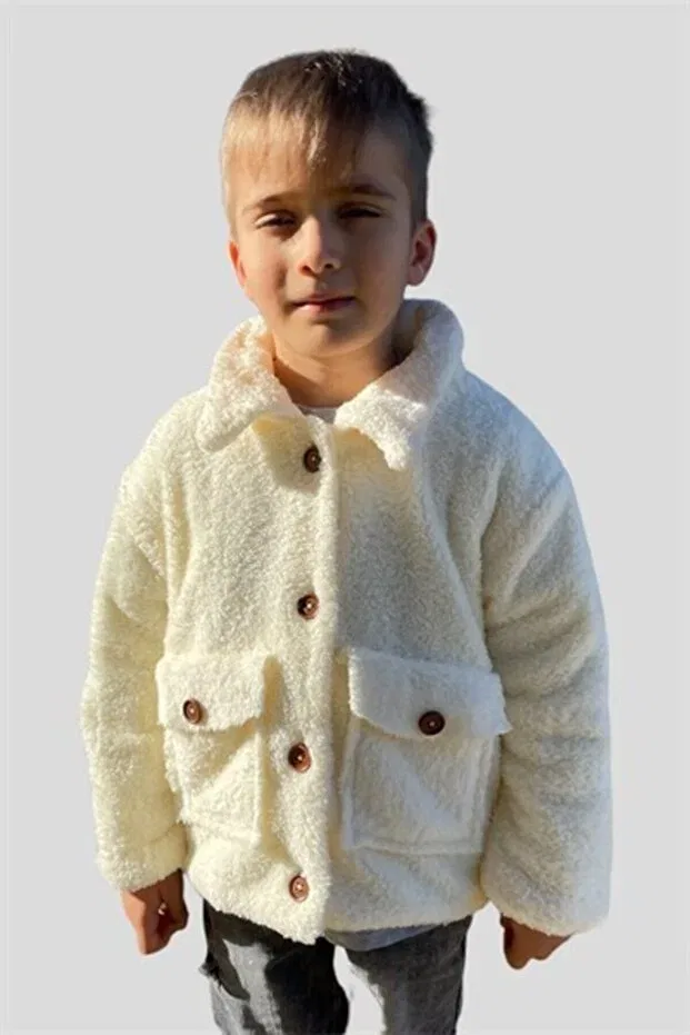 Детское пальто для мальчиков на пуговицах Plush boy's 100% cotton four layer muslin inner lining buttoned welsoft coat Ipek Atlas, Multicolor — фото 3