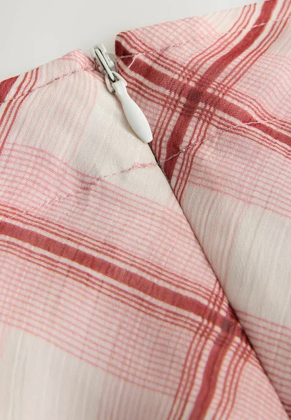 Юбка миди с расклешением Regular fit Godet A-line Next, Pink Ecru Check, бежевый — фото 2