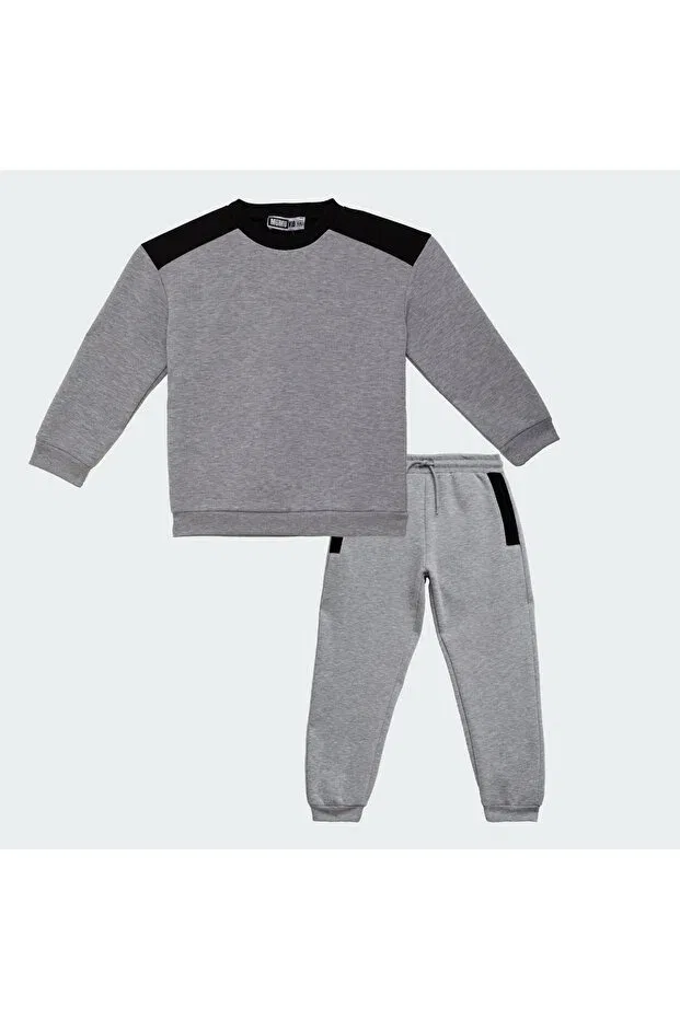 Детский комплект спортивный из футера с длинным рукавом Mumuko, Gray — фото 2