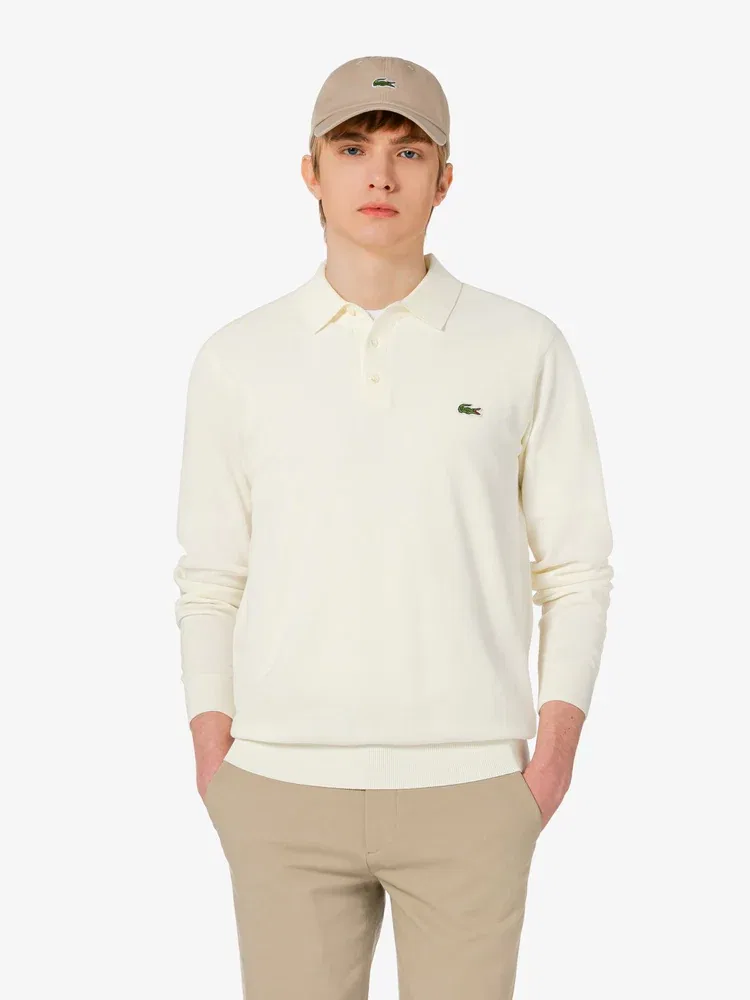 Футболка поло с длинным рукавом Lacoste слоновая кость