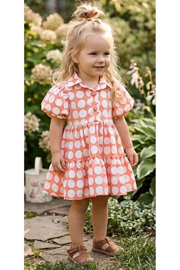 Детское платье для девочек с принтом Vişne Bebe, Orange
