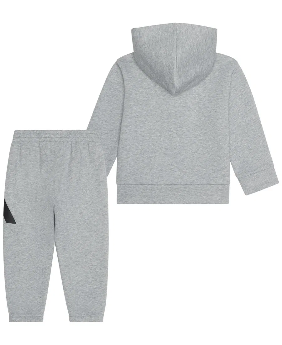 Комплект из футера: куртка на молнии с капюшоном и джоггеры adidas, Gray Heather — фото 2