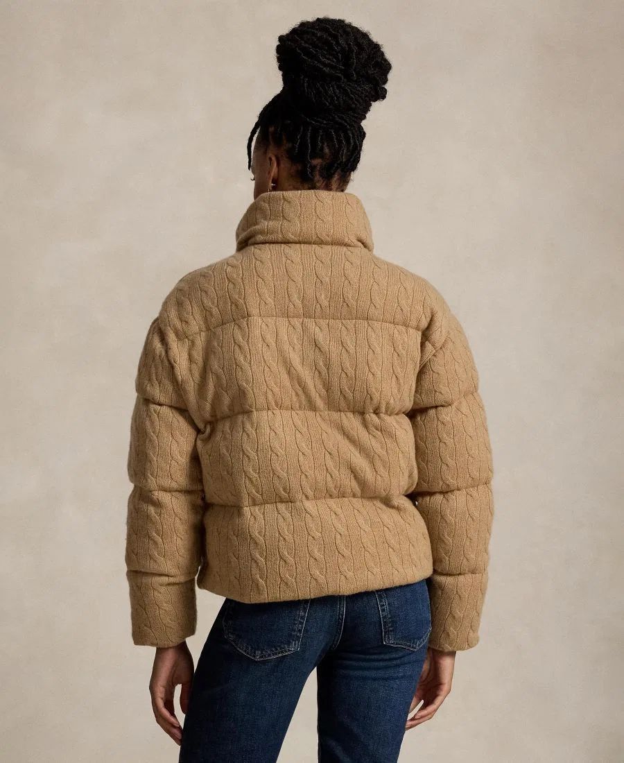 Пуховик с воротником-стойкой с вышитым пони Polo Ralph Lauren, Collection Camel Melange — фото 4