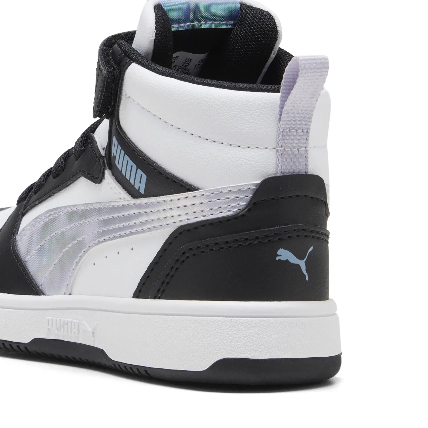 Детские кроссовки с принтом Rebound V6 Mid Space Belle Puma, Schwarz Violett Weiss — фото 2