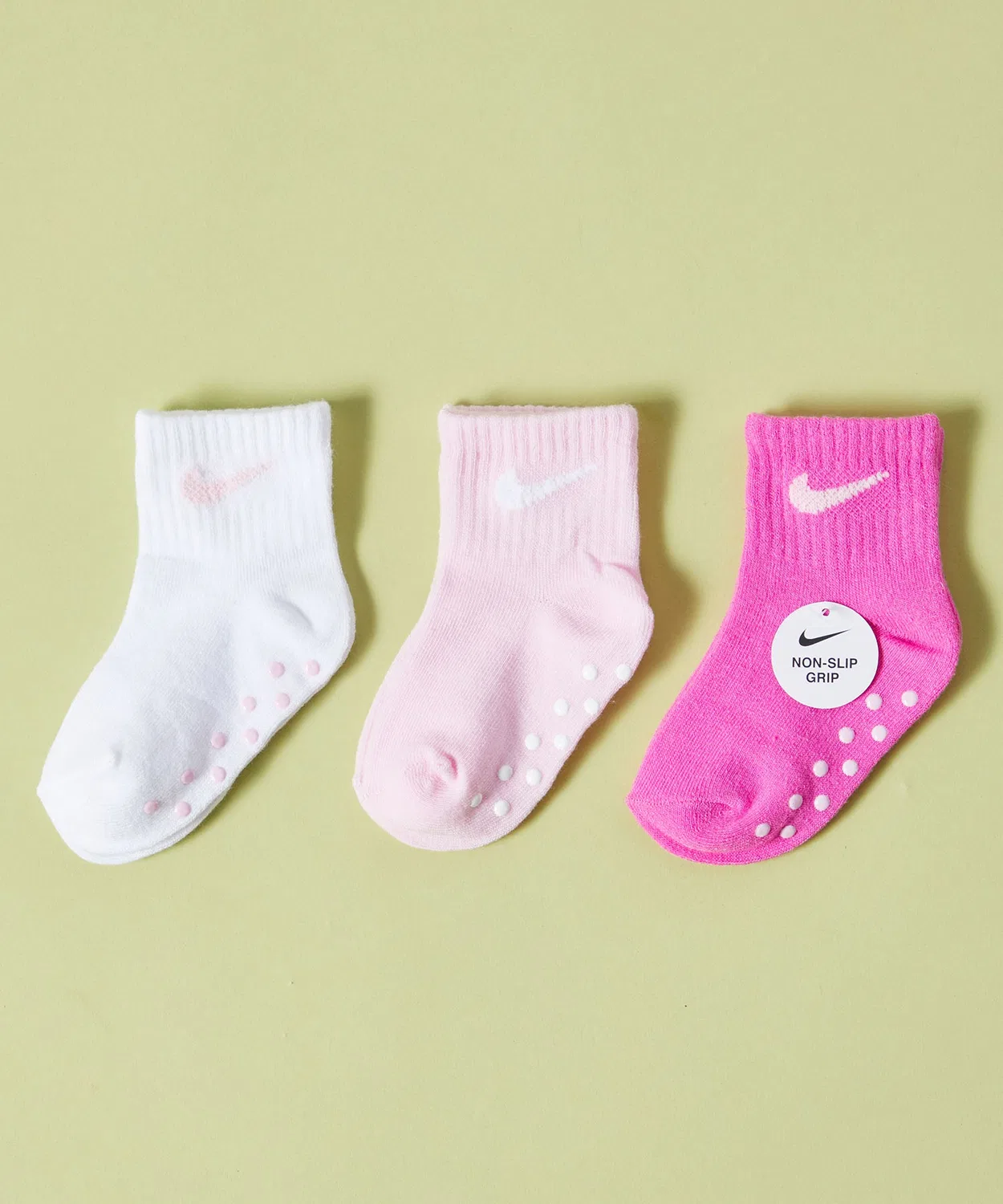 Детские носки с принтом 3 пары NIKE NHN CORE SWOOSH GRIPPER, Розовый