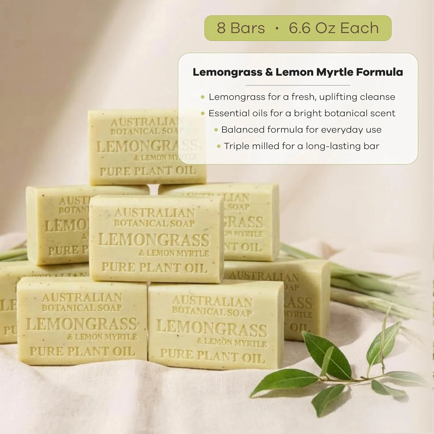 Мыло Lemongrass & Lemon Myrtle, Australian Botanical Soap, набор 8 шт., 187 г — фото 3