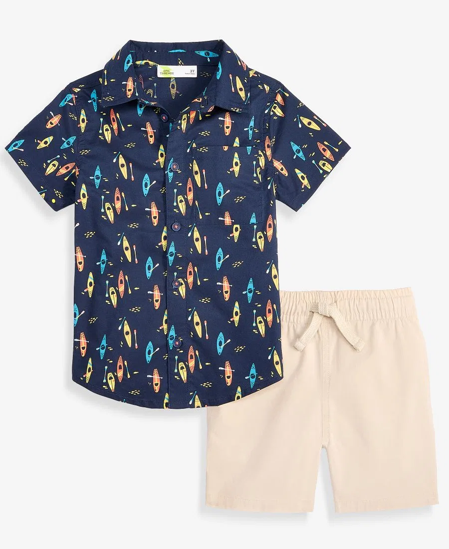 Комплект из рубашки и шорт для мальчика, с принтом, Epic Threads, Navy Nautical