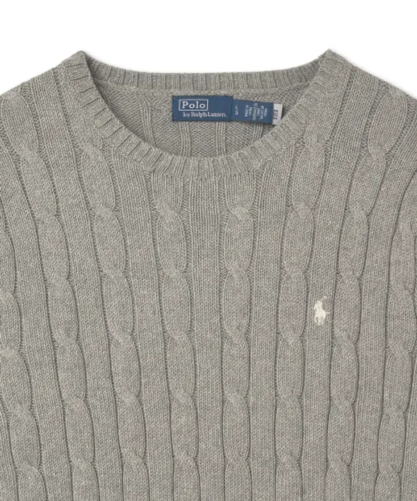 Свитер из хлопка, кружевной воротник, Polo Ralph Lauren, серый — фото 3