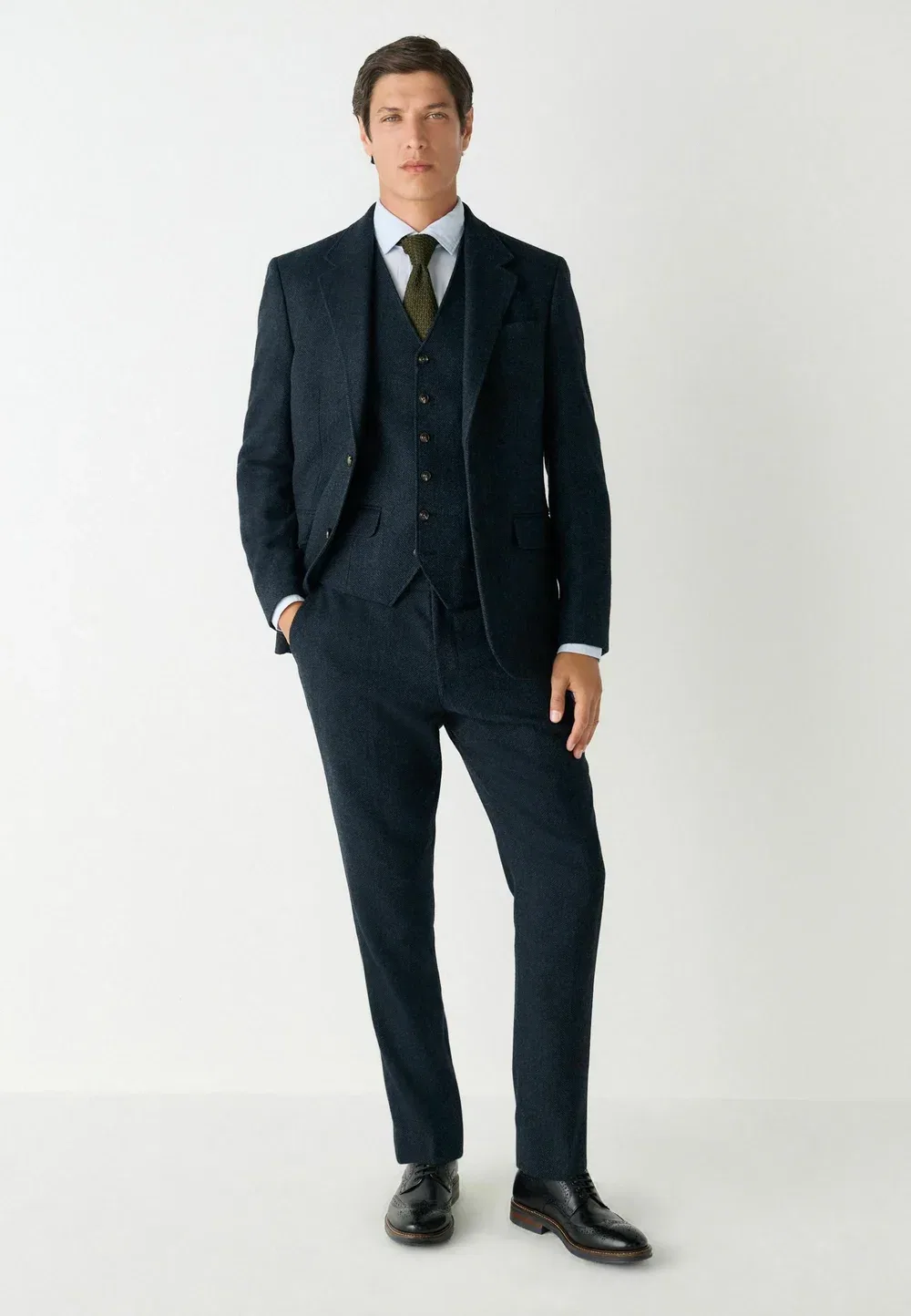 Жилет стандартного кроя - в елочку Next, Navy Blue — фото 2