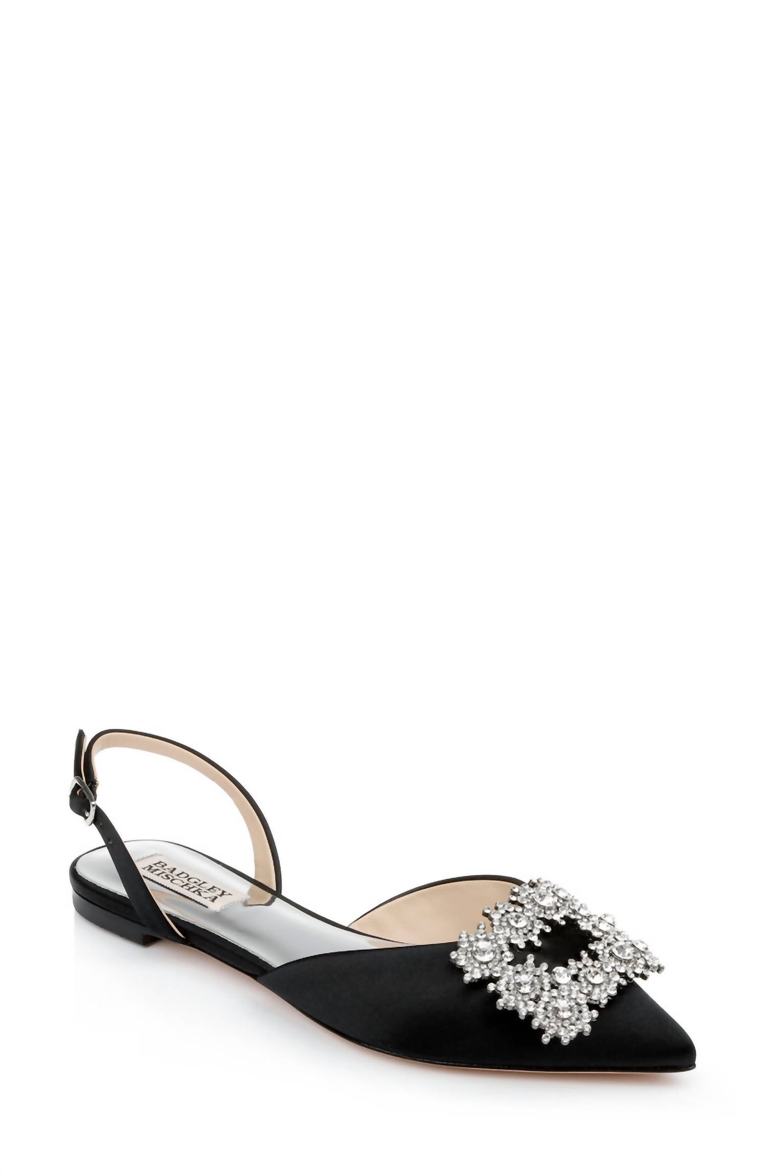 Туфли-лодочки Saga Crystal Buckle с острым носком черного цвета Badgley Mischka